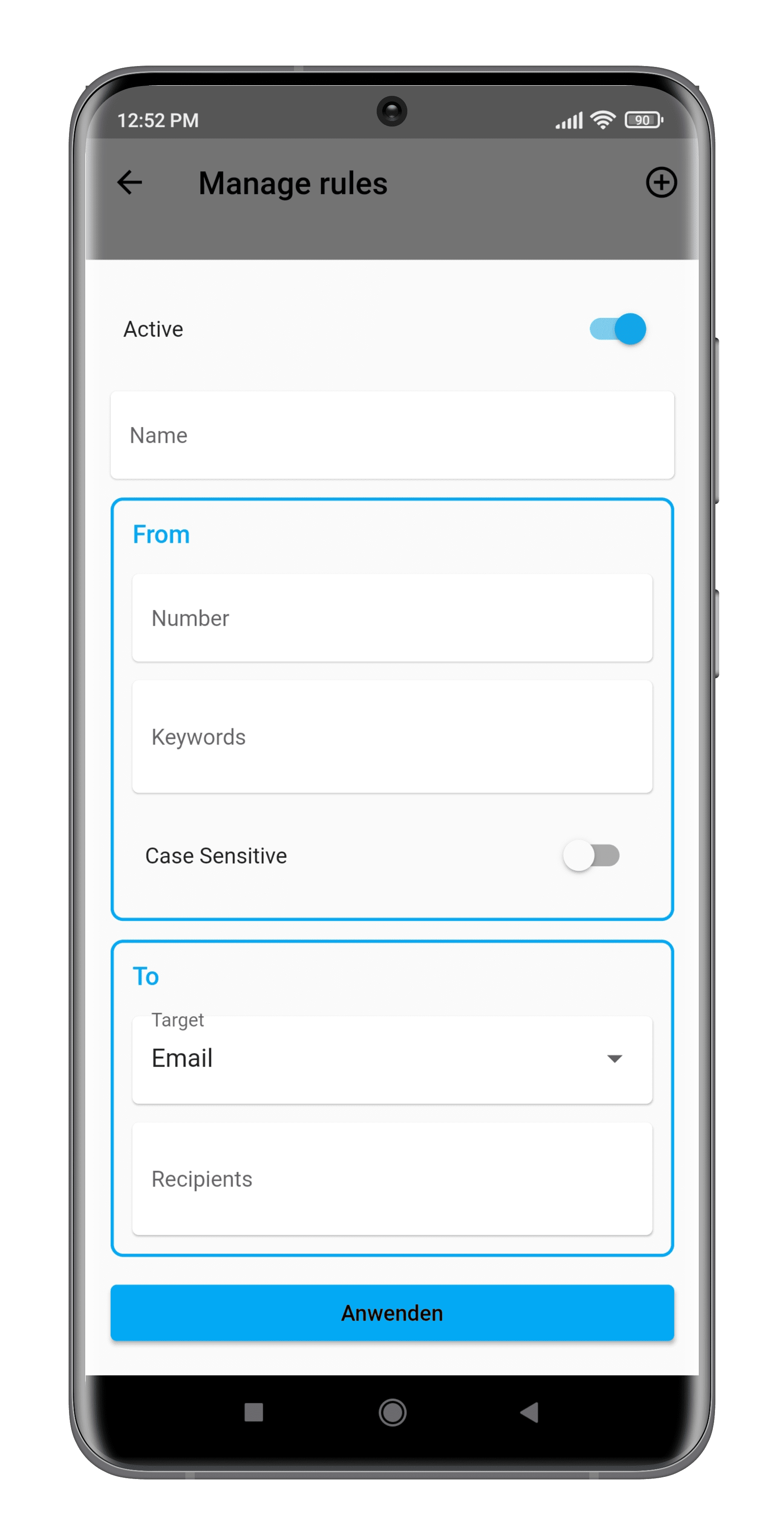 App rule detail dialog